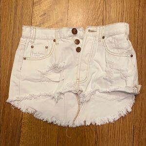 White denim mini skirt